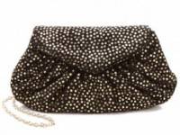 Lauren Merkin Handbags Diana Suede Clutch with Metallic Polka Dots