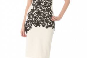 Lela Rose Lace Applique Bustier Dress