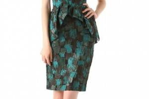 Lela Rose Printed Peplum Dress