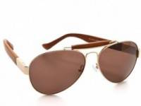 Linda Farrow for The Row Leather Aviator Sunglasses