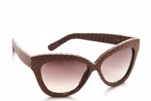 Linda Farrow Luxe Snakeskin Curved Square Sunglasses