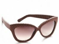 Linda Farrow Luxe Snakeskin Curved Square Sunglasses