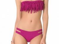 L*Space Knotted Fringe Bandeau Bikini Top