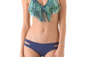 L*Space Viridian Skin Audrey Fringe Bikini Top