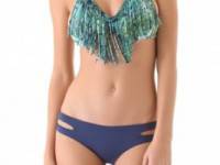 L*Space Viridian Skin Audrey Fringe Bikini Top