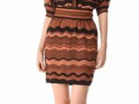 M Missoni Zigzag Wave Stripe Belted Dress