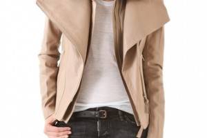 Mackage Leather Coat with Fur Collar