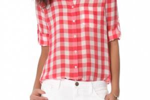 Madewell Gingham Silk Boy Shirt