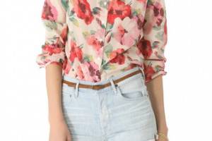 Madewell Printed Cotton Mia Blouse