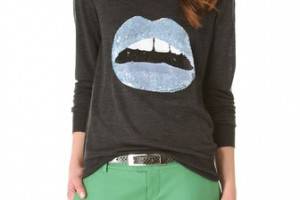 Markus Lupfer Ice Blue Sequin Lip Sweater