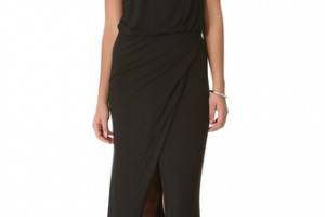 Mason by Michelle Mason Asymmetrical Gown with Leather Trim