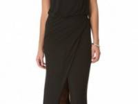 Mason by Michelle Mason Asymmetrical Gown with Leather Trim