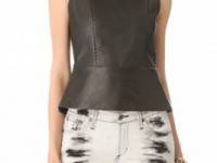 Mason by Michelle Mason Leather Front Peplum Top