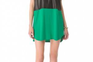 Mason by Michelle Mason Leather Front Tee Dress