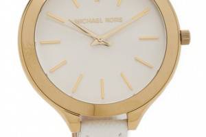 Michael Kors Leather Slim Runway Watch