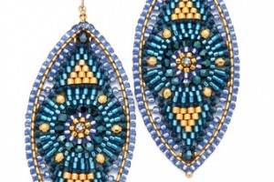 Miguel Ases Beaded Oval Drop Earrings