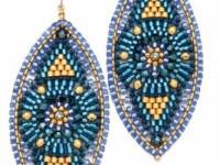 Miguel Ases Beaded Oval Drop Earrings