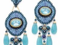 Miguel Ases Long Quartz &amp; Lapis Chandelier Earrings