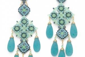 Miguel Ases Long Quartz Chandelier Earrings