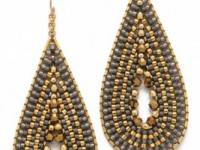 Miguel Ases Metallic Beaded Teardrop Earrings