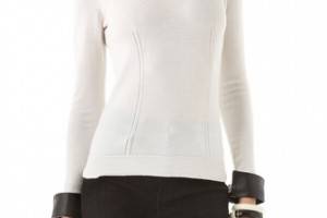 Milly Leather Collar Sweater