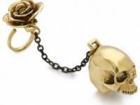 Monserat De Lucca Skull &amp; Rose 2 Finger Ring