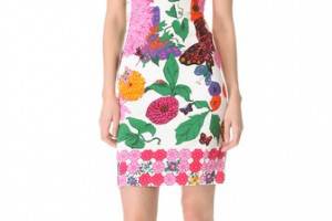 Moschino Floral Sheath Dress with Bow Straps