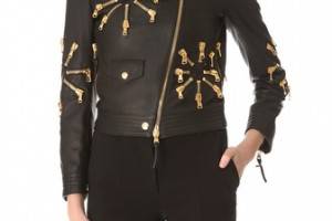 Moschino Leather Jacket with Zip Detail