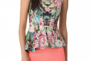 Nicholas Tapestry Print Peplum Top