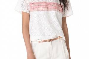 No. 21 Eyelet Lace Top with Tweed Inset