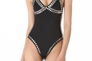 Norma Kamali Slip Mio Studded One Piece Swimsuit