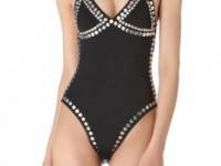 Norma Kamali Slip Mio Studded One Piece Swimsuit