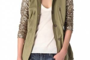 ONE by Faubourg du Temple Twill Jacket with Sequin Sleeves