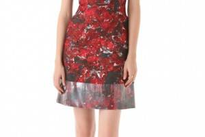 Peter Som Floral Dress with Coated Trim