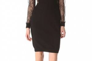 Peter Som Knit Dress with Black Lace Sleeves