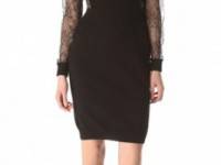 Peter Som Knit Dress with Black Lace Sleeves