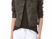 Rag &amp; Bone/JEAN The Camo Jean Jacket with Leather Sleeves