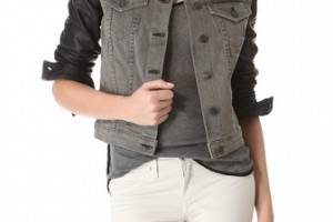 Rag & Bone/JEAN The Jean Jacket with Leather Sleeves