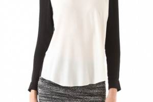 Rebecca Taylor Colorblock Crepe Blouse