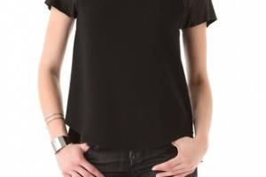 Rebecca Taylor Crepe Leather Tee