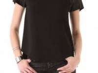 Rebecca Taylor Crepe Leather Tee