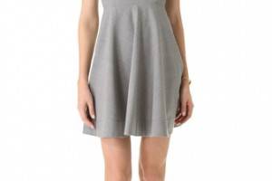 Rebecca Taylor Fit & Flare Dress With Leather Trim