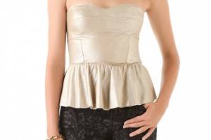 Rebecca Taylor Leather Bustier Top