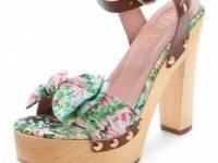 RED Valentino Floral Wooden Heel Sandals