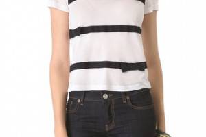 RED Valentino Lace Ribbon Stripe Tee