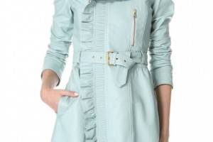 RED Valentino Leather Ruffle Trench