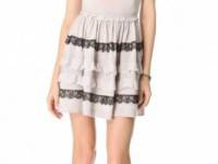 RED Valentino Ruffle Lace Cap Sleeve Dress