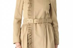 RED Valentino Ruffle Trim Trench Coat