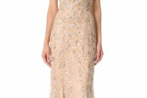 Reem Acra Sequined Tulle Gown