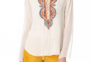 Renzo + Kai Lace Up Embroidered Blouse